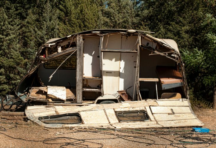 Kampeer verzekering Hele kapotte caravan