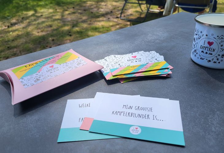 Kampeerklets Kampeer klets gesprekskaartjes over kamperen campingspelletje