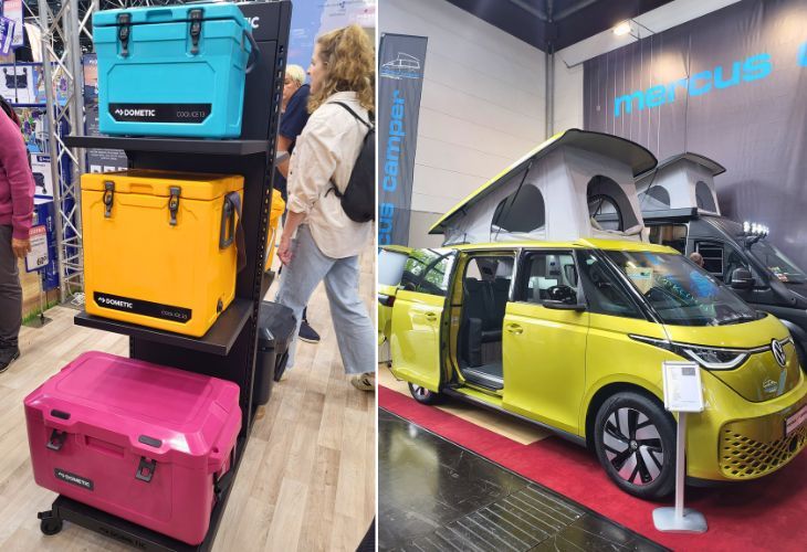 Gekleurde kampeerspullen op de Caravansalon 2023
