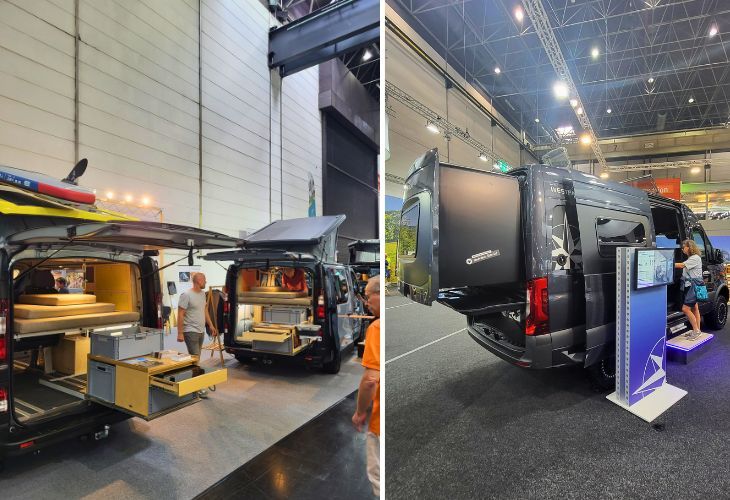 Uitschuiven zelfbouw campers caravansalon 2023 buscamper