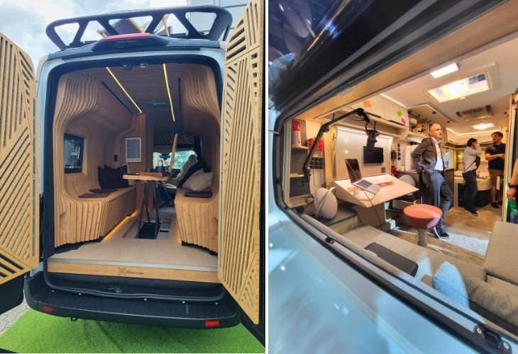 Kantoor op de camping werken in een caravan Frendt