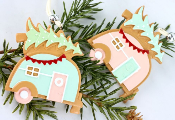 Kerst kamperen kerstbal hangers pastel