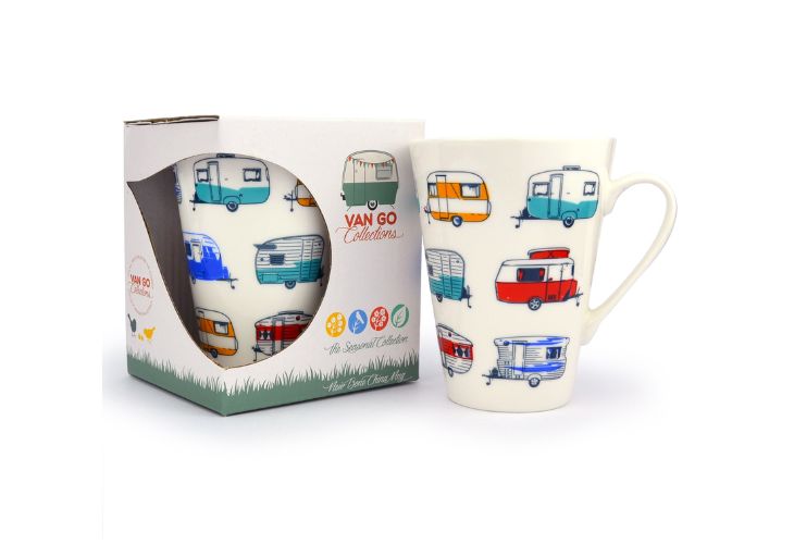 kerst kamperen man porselein beker caravan