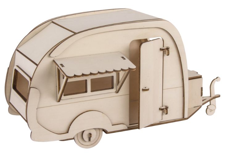 kerst kamperen vrouw modelbouw caravan kerstversiering 