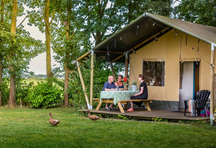 Safaritent kamperen bij de boer 